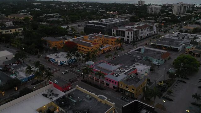 Delray Beach At Night, Downtown, Aerial View, Beautiful Landscape, Florida