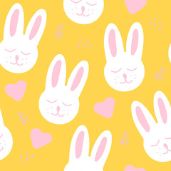 easter bunny seamless pattern hand drawn. vector, minimalism. textiles, wallpaper, wrapping paper. cute baby print in trendy colors 2022.