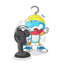 fishing bait head cartoon in front of the fan character. cartoon vector