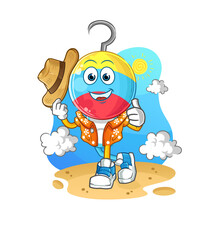 fishing bait head cartoon go on vacation. cartoon mascot vector