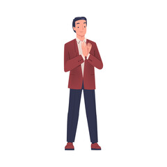 Man Character Standing and Clapping His Hands as Applause and Ovation Gesture Vector Illustration