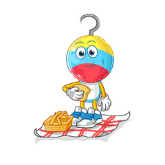 fishing bait head cartoon on a picnic. cartoon mascot vector