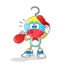 fishing bait head cartoon pantomime blowing balloon. cartoon vector
