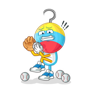 fishing bait head cartoon baseball pitcher. cartoon mascot vector