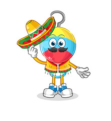 Fototapeta premium fishing bait head cartoon Mexican culture and flag. cartoon vector