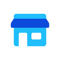 Shop store icon vector graphic illustration in blue