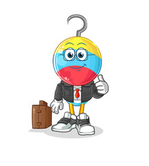 fishing bait head cartoon office worker mascot. cartoon vector
