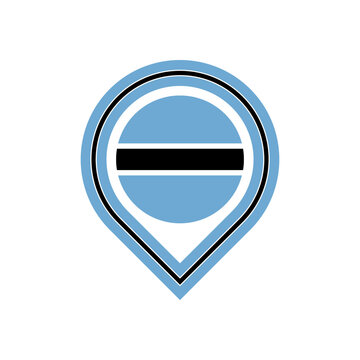 botswana flag map pin icon. isolated on white background