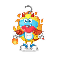 fishing bait head cartoon demon with wings character. cartoon vector