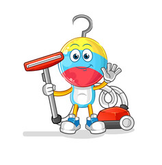 fishing bait head cartoon clean with a vacuum . character vector