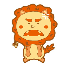 シーサー　沖縄　怒る　イラスト素材