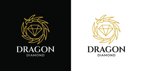 Dragon Diamond Logo Monoline Style