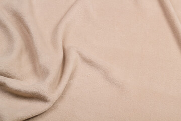 Fleece fabric top view. Texture of textile fleece bedspread.	