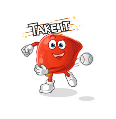 liver throwing baseball vector. cartoon character