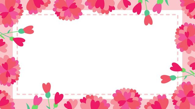 ハートの花びらのカーネーションが咲くイラスト動画
