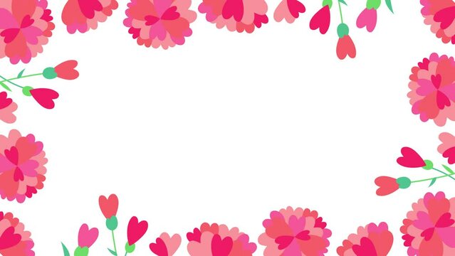ハートの花びらのカーネーションが咲くイラスト動画 Happy Mother's Day!