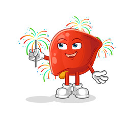 liver with fireworks mascot. cartoon vector