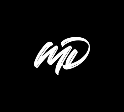White Vector Letters Logo Brush Handlettering Calligraphy Style In Black Background Initial md