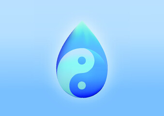 Ying Yang symbol in a drop of water vector pattern