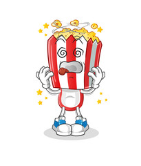 popcorn head cartoon dizzy mascot. cartoon vector