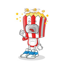 popcorn head cartoon yawn character. cartoon mascot vector