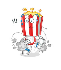 popcorn head cartoon running illustration. character vector