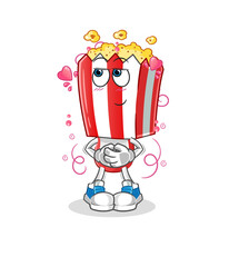 popcorn head cartoon shy vector. cartoon character