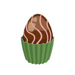 Easter cupcake with decorated chocolate egg, muffin. Sweet food, dessert