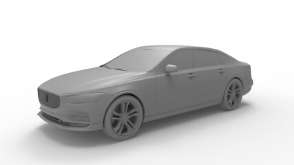3D rendering of a passenger car sedan. Consumer transportation vehicle isolated, computer generated concept model.