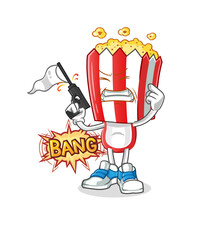 popcorn head cartoon warning shot mascot. cartoon vector