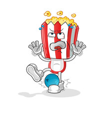 popcorn head cartoon hiten by bowling. cartoon mascot vector