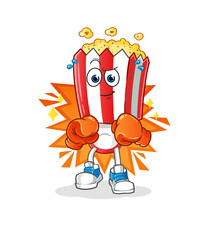 popcorn head cartoon boxer character. cartoon mascot vector