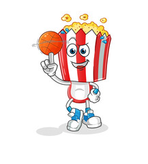 popcorn head cartoon playing basket ball mascot. cartoon vector