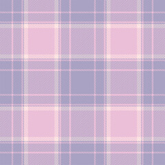 Plaid seamless pattern in pink. Check fabric texture. Vector textile print.