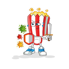 popcorn head cartoon against viruses. cartoon mascot vector