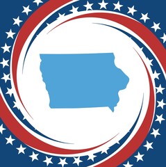 USA map state with flag