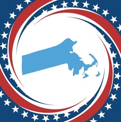 USA map state with flag