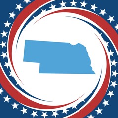 USA map state with flag