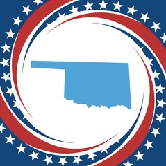 USA map state with flag