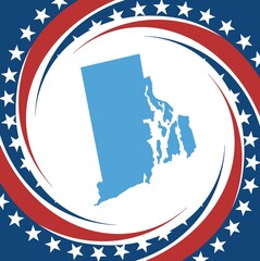 USA map state with flag