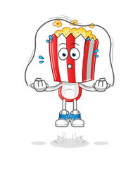 popcorn head cartoon jump rope exercise. character vector
