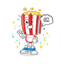 popcorn head cartoon agree mascot. cartoon vector