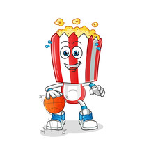 popcorn head cartoon dribble basketball character. cartoon vector