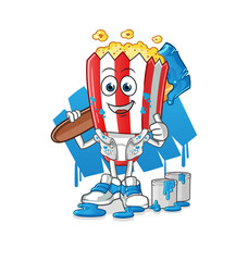popcorn head cartoon painter illustration. character vector