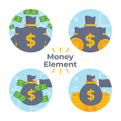 Icons set Of Money Element
