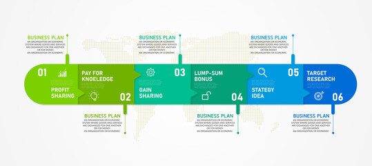 This vector infographic label template with 6 icon options can be used for business info graphics, learning, flowcharts, presentations, websites, banners, print media.