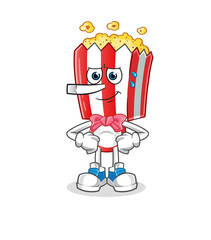 popcorn head cartoon lie like Pinocchio character. cartoon vector