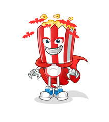 popcorn head cartoon Dracula illustration. character vector