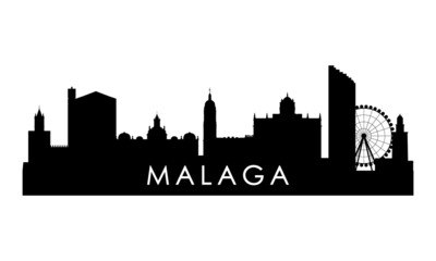 Naklejka premium Malaga skyline silhouette. Black Malaga city design isolated on white background.