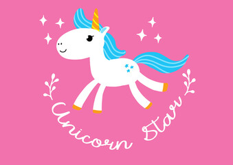 Unicorn illustration can be used for cards, posters, banners, flyers, merchandise, tee, bags

